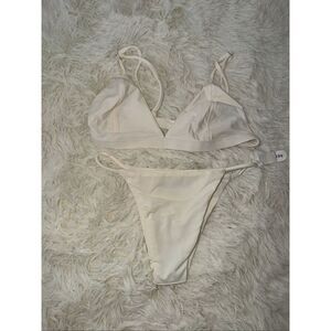 AEXAE white bikini set 2 piece size M top size S bottom new